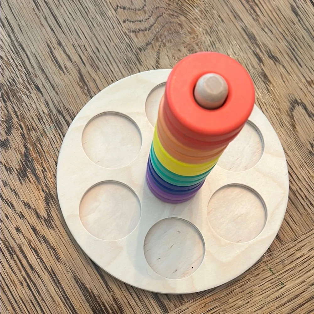 LOVEVERY Rainbow Colorful Wooden Stacking Toy